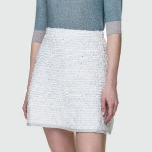 D.EXTERIOR Classic Italian Gray A-Line Tweed Sequin Details Mini Skirt Size M